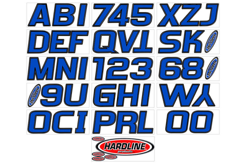 Hardline Boat Lettering Registration Kit 3 in. - 700 Blue/Black