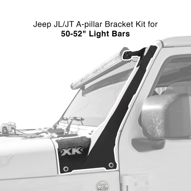 XK Glow Jeep JL JT A-pillar Light Bar Bracket Kit 50-52In