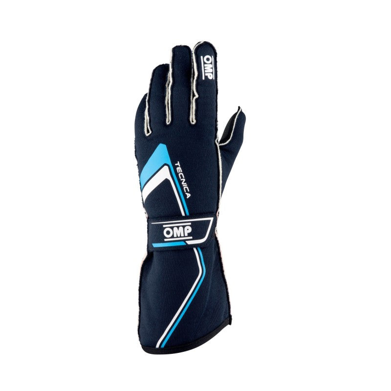 OMP Tecnica Gloves My2021 Navy/Cyan - Size L (Fia 8856-2018)