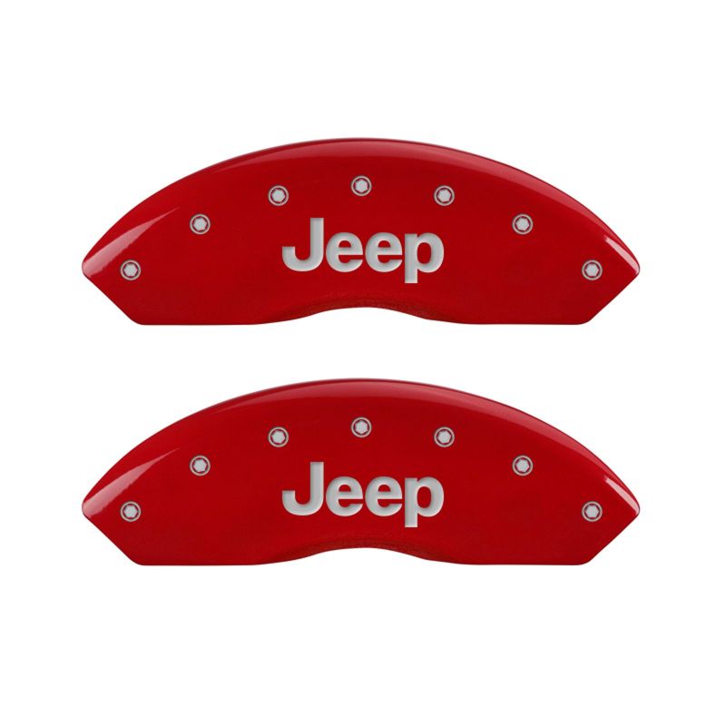 MGP Front set 2 Caliper Covers Engraved Front JEEP Red finish silver ch