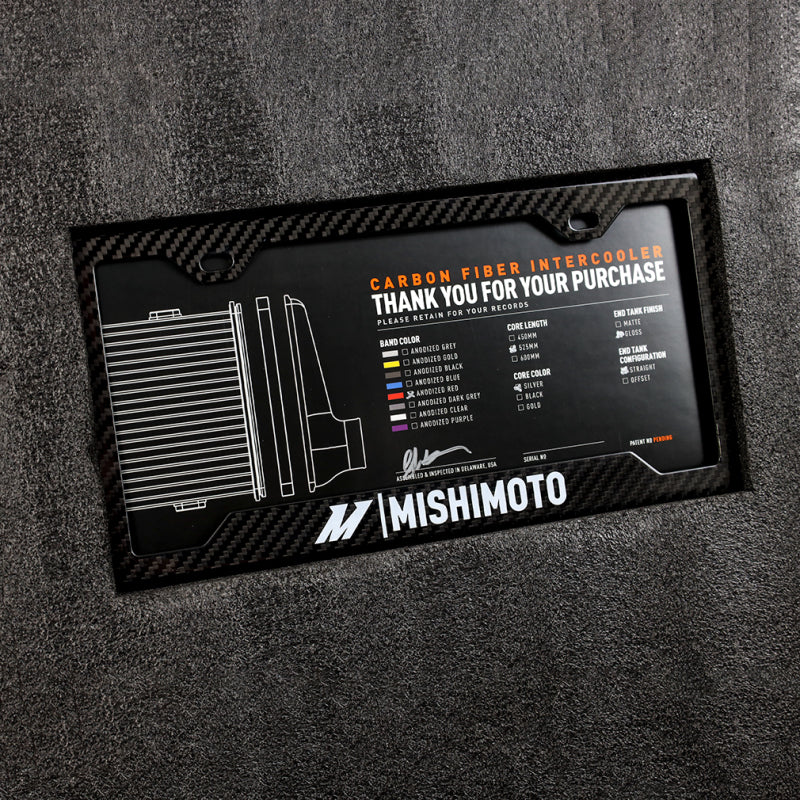 Mishimoto Universal Carbon Fiber Intercooler - Gloss Tanks - 525mm Silver Core - S-Flow - GR V-Band