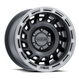 Raceline 957BS Halo 17x8.5in / 6x135 BP / 0mm Offset / 87.1mm Bore - Black & Silver Lip Wheel
