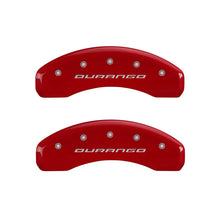 Load image into Gallery viewer, MGP 4 Caliper Covers Engraved Front &amp; Rear With out stripes/Durango Red finish silver ch