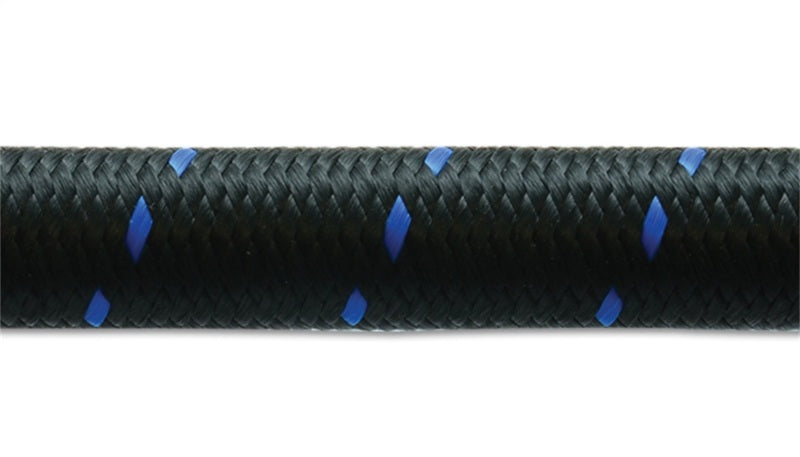 Vibrant -10 AN Two-Tone Black/Blue Nylon Braided Flex Hose (10 foot roll)