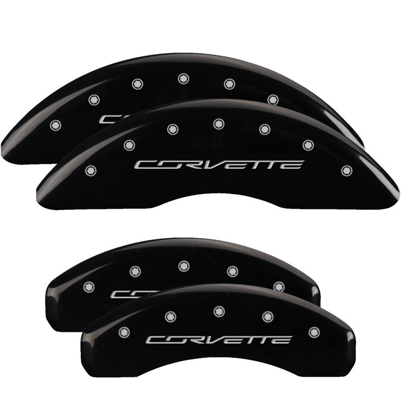 MGP 4 Caliper Covers Engraved Front & Rear C7/Corvette Black finish silver ch