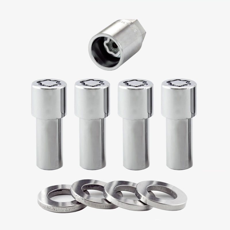 McGard Wheel Lock Nut Set - 4pk. (X-Long Shank) 7/16-20 / 13/16 Hex / 2.165in. Length - Chrome