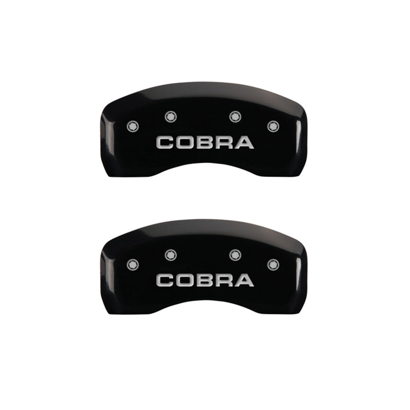 MGP 4 Caliper Covers Engraved Front & Rear Cobra Black finish silver ch