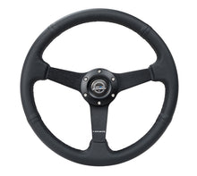 Load image into Gallery viewer, NRG Sport Steering Wheel (350mm / 1.5in Deep) Black Leather Black Stitch w/Matte Black Solid Spokes