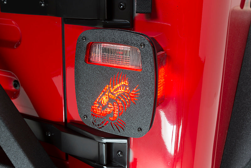 Fishbone Offroad Jeep Wrangler CJ YJ TJ Tail Light Covers - Black Textured Powdercoat