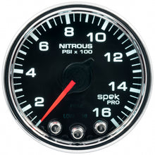 Load image into Gallery viewer, Autometer Spek-Pro Gauge Nitrous Press 2 1/16in 1600psi Stepper Motor W/Peak &amp; Warn Blk/Chrm