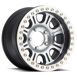 Raceline RT232 Monster 17x8.5in/5x165.1 BP/0mm Offset/107.95mm Bore - BLK & Machined Beadlock Wheel
