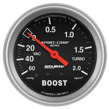 Load image into Gallery viewer, Autometer Sport-Comp 66.7mm METRIC 60 cm/Hg-2.0 Kg/Cm2 Mechanical Vacuum/Boost Gauge