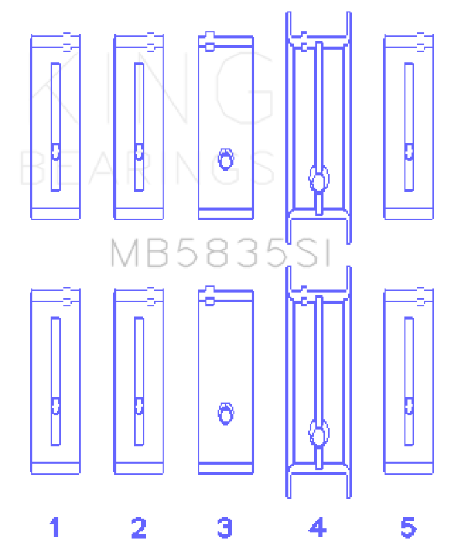 King Engine Bearings Chevrolet 121Ci/Ln2 134Ci Housing Bore +.002 (Size +0.75mm) Main Bearing Set