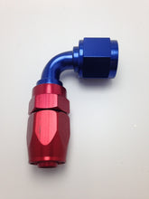 Load image into Gallery viewer, Fragola -12AN Fem x -16AN Hose 90 Degree Expanding Hose End - Blue/Red