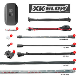 XK Glow XKchrome Boat Strip Advanced Kit w/ Dual-Mode Dash Mount Controller 8x36In + 8x9In