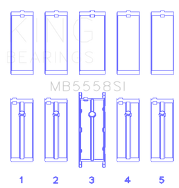 King Engine Bearings Ford R6A/114Ci 1.9L/121Ci 2.0L (Size +0.50mm) Main Bearing Set