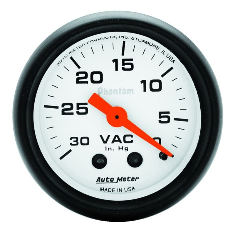 Autometer Phantom 52mm 30 in. HG. Mechanical Vacuum Gauge