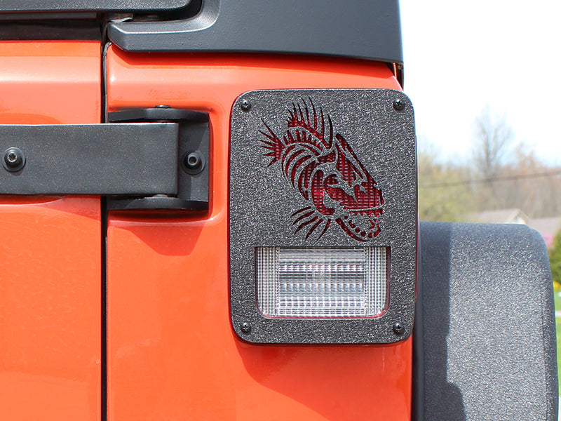 Fishbone Offroad 07-18 Jeep Wrangler JK - Black Textured Powdercoat Tail Light Covers