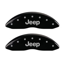 Load image into Gallery viewer, MGP Front set 2 Caliper Covers Engraved Front JEEP Black finish silver ch