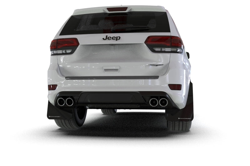 Rally Armor 18-22 Jeep Grand Cherokee SRT Trackhawk Black UR Mud Flap - White Logo