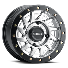 Load image into Gallery viewer, Raceline A12SB Squad 15x7in/4x156 BP/10mm Offset/132.5mm Bore - Silver &amp; Black Ring Beadlock Wheel