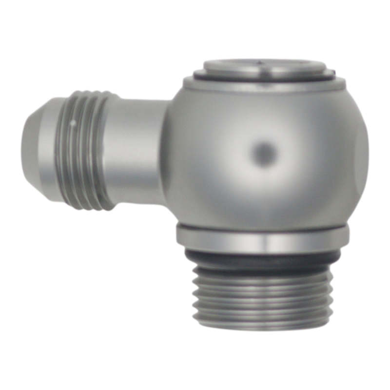 DeatschWerks 10AN ORB Male to 8AN Male Flare Low Profile 90-Degree Swivel - Anodized DW Titanium