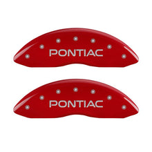 Load image into Gallery viewer, MGP 4 Caliper Covers Engraved Front &amp; Rear Pontiac Red finish silver ch