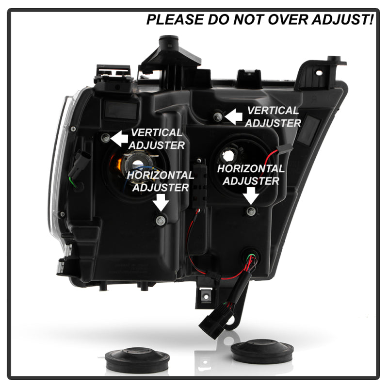 Spyder Dodge Ram 19-20 Halogen Model Projector Headlights Chrome PRO-YD-DR19HALSI-SEQ-BK