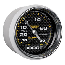 Load image into Gallery viewer, Autometer Marine Carbon Fiber Gauge 2-5/8in Mechanical Vacuum/Boost Gauge 30INHG-30PSI