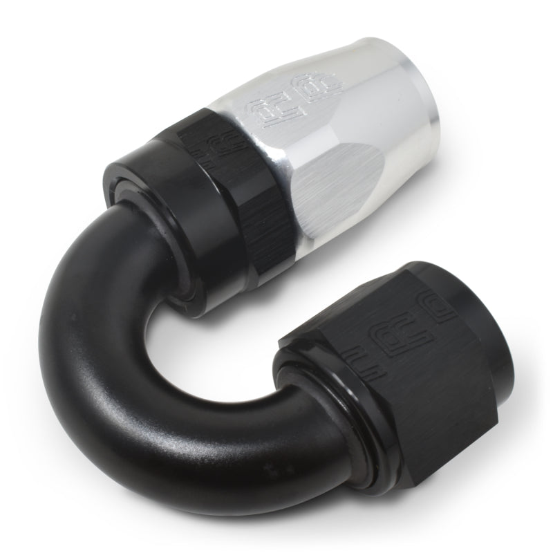 Russell Performance -10 AN Black/Silver 180 Degree Tight Radius Full Flow Swivel Hose End