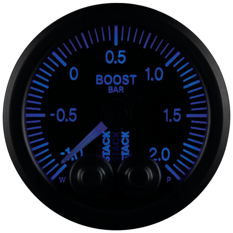 Autometer Stack 52mm -1 to +2 Bar (Incl T-Fitting) Pro-Control Boost Pressure Gauge - Black