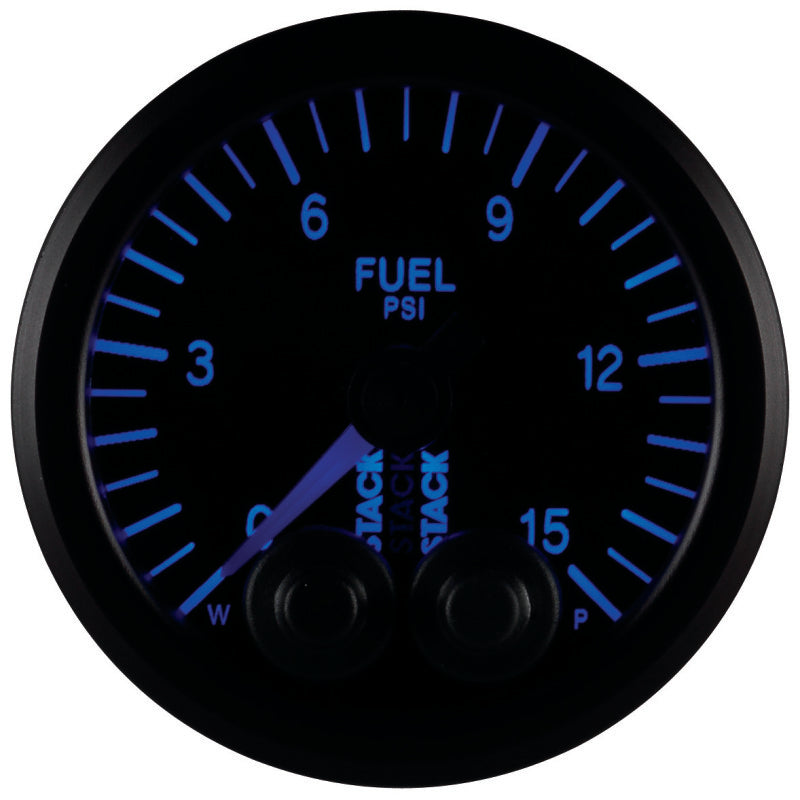 Autometer Stack 52mm 0-15 PSI 1/8in NPTF Male Pro-Control Fuel Pressure Gauge - Black