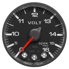 Load image into Gallery viewer, AutoMeter Gauge Voltmeter 2-1/16in. 16V Stepper Motor W/Peak &amp; Warn Blk/Blk Spek-Pro