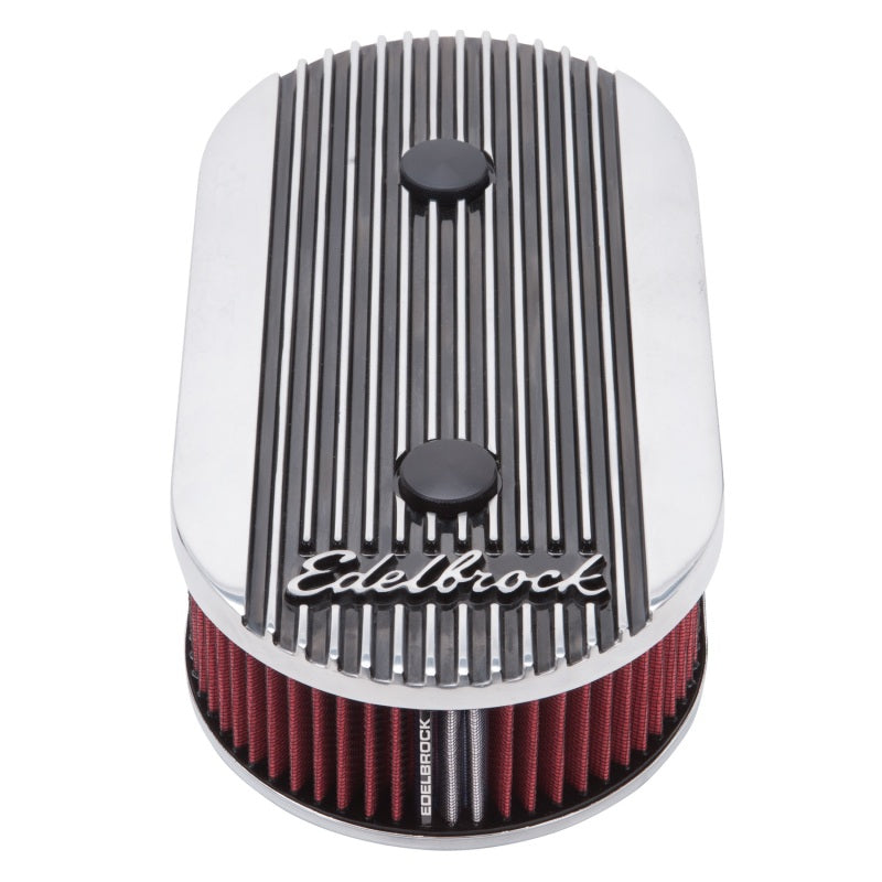 Edelbrock Air Cleaner Elite II Oval Dual-Quad Carbs 2 5In Red Element Polished