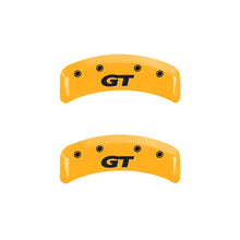 Load image into Gallery viewer, MGP 4 Caliper Covers Engraved Front Mustang Rear Sn95/Gt Yellow Finish Black Char 2001 Ford Mustang