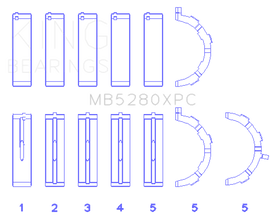 King Engine Bearings Ford V8 4.6L/5.4L SOHC Coated (Size .026) Crankshaft Main Bearings (Set of 5)