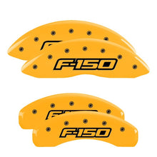 Load image into Gallery viewer, MGP 4 Caliper Covers Engraved Front &amp; Rear Oval Logo/Ford Yellow Finish Black Char 2013 Ford F-150