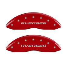 Load image into Gallery viewer, MGP 4 Caliper Covers Engraved Front &amp; Rear With out stripes/Avenger Red finish silver ch