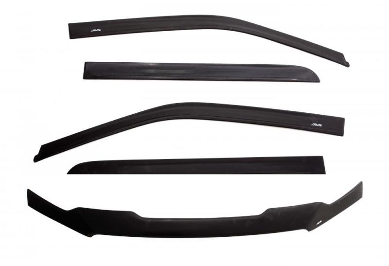 AVS 12-15 Toyota Tacoma Double Cab Ventvisor & Aeroskin Deflector Combo Kit - Matte Black