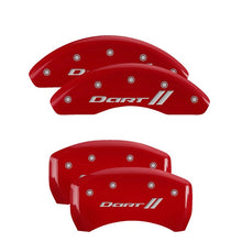 Load image into Gallery viewer, MGP 4 Caliper Covers Engraved Front &amp; Rear With stripes/Dart Red finish silver ch