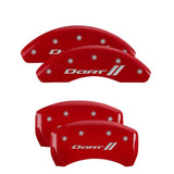 MGP 4 Caliper Covers Engraved Front & Rear With stripes/Dart Red finish silver ch