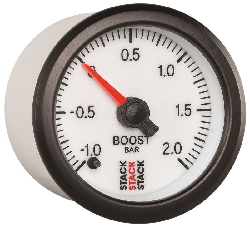 Autometer Stack 52mm -1 to +2 Bar (Incl T-Fitting) Pro Stepper Motor Boost Pressure Gauge - White