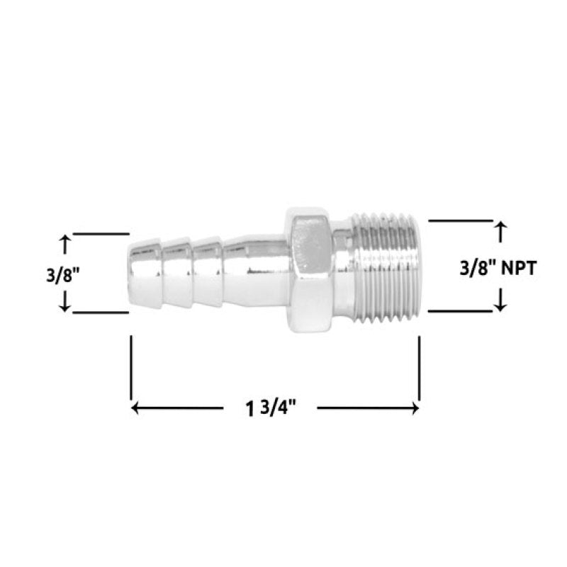 Spectre Fuel Fitting 3/8in. Hose Barb NPT Threads - Chrome