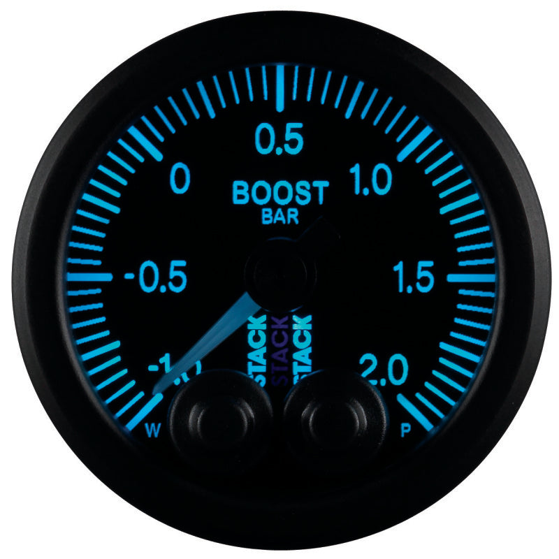 Autometer Stack 52mm -1 to +2 Bar (Incl T-Fitting) Pro-Control Boost Pressure Gauge - Black