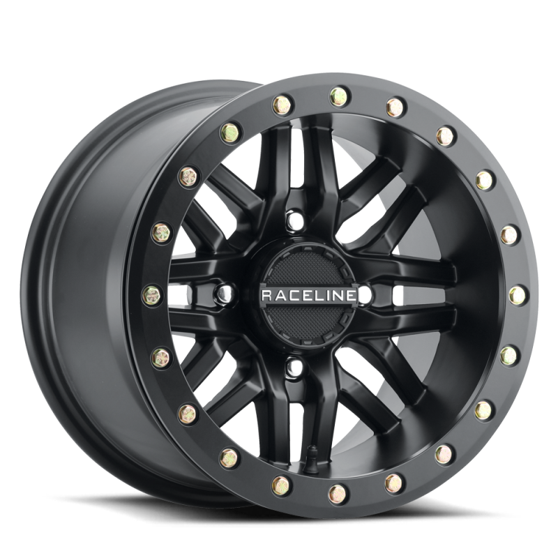 Raceline A91B Ryno 14x7in / 4x156 BP / 10mm Offset / 132.5mm Bore - Satin Black Beadlock Wheel