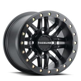 Raceline A91B Ryno 15x8in / 4x137 BP / 10mm Offset / 110.18mm Bore - Satin Black Beadlock Wheel