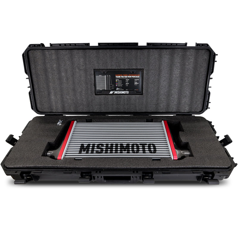 Mishimoto Universal Carbon Fiber Intercooler - Gloss Tanks - 600mm Silver Core - S-Flow - DG V-Band