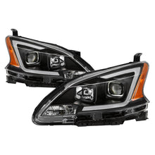 Load image into Gallery viewer, xTune 13-15 Nissan Sentra DRL LED Light Bar Halogen Projector Headlights - Black (PRO-JH-NS13-LB-BK)