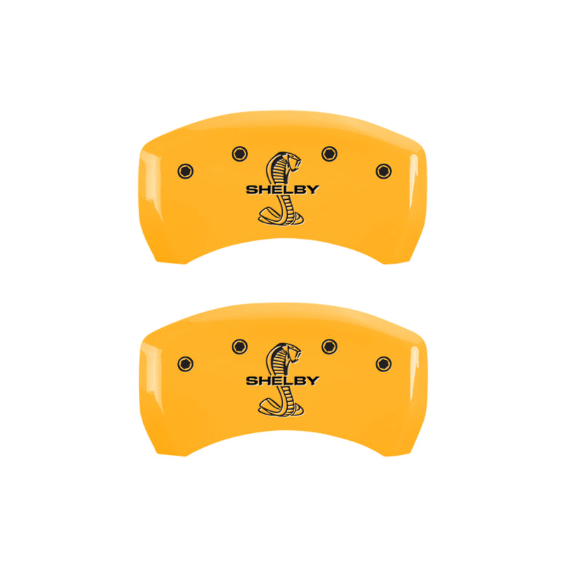 MGP 4 Caliper Covers Engraved Front Shelby Rear Snake Yellow Finish Black Char 2007 Ford Mustang