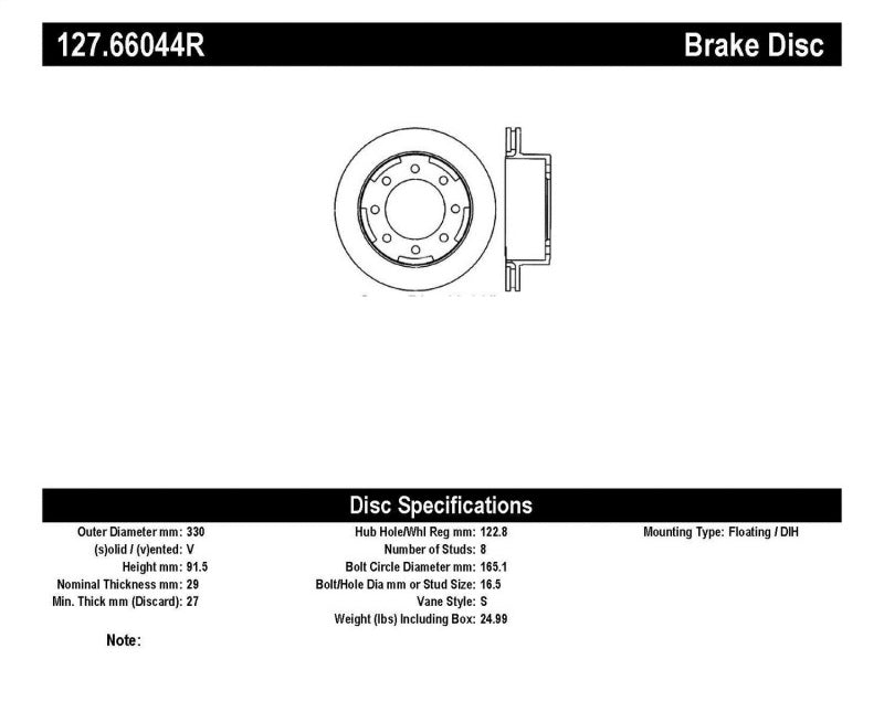 StopTech 03-06/08-09 Chevy Avalanche 2500 / 04-09 Silverado 3500 4WD/06-09 2WD (Single Rear Wheel)